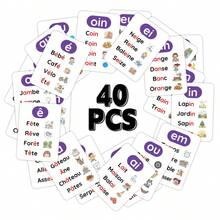 40 بطاقة صوتية فرنسية للمبتدئين - تشمل بطاقات تعلم نهايات الكلمات الفرنسية وقواعد الإملاء بطاقات تعلم اللغة الفرنسية للتعليم المنزلي - A - مشاهدة 4