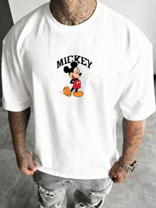 Men's Disney Varsity Mickey Tee, Retro Print, Loose Fit, Simple & Casual Everyday Style. - White - View 2