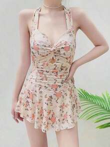 Traje de baño conservador de mujer con falda, cubre el vientre y estiliza, nueva moda de traje de baño de verano 2024 para vacaciones en la playa, color negro - Multicolor 2 - Ver 2