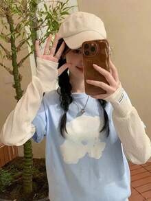 1 双时尚轻便的女士夏季防紫外线冰丝袖套，宽松透气的防晒露指袖，保暖舒适，适合驾驶、户外运动、骑行、旅行，也可作为礼物赠送。 - 均碼 - 查看 2