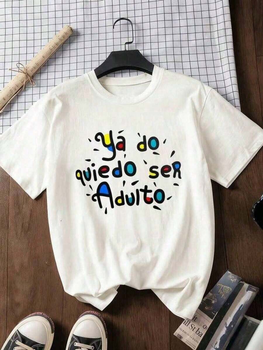Nueva camiseta de verano para mujer, de manga corta y cuello redondo, con diseño estampado, tela cómoda y suave, estilo casual. Blusas Bonito 100% Algodón - Blanco - Ver 1