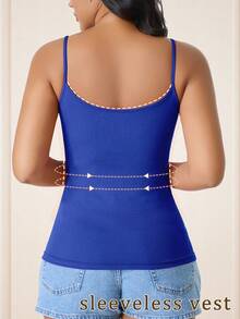 CELILIN 2-In-1 Camisole For Women, Versatile Layering Slip Dress, Slim Fit Breathable Undershirt For Commuting & Dating - Blue - View 3
