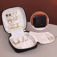 Small Travel Jewelry Case With Ring Holder, PU Waterproof Mini Jewelry Pouch Bags, Compact Storage Organizer For Bracelet Necklaces Earrings Travel Essentials, Travel Essentials For Women - Multicolor - View 11