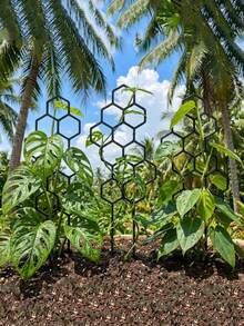 1pc 4.96x5.91 Inch Honeycomb Plant Trellis, Rust-Resistant Plastic Trellis Suitable For Potted Vines And Flowers, Space-Saving Support Rack For Indoor And Outdoor Garden - Multicolor - View 2
