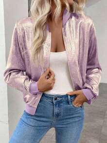 Chaqueta gris con mangas largas y lentejuelas Keke Bloomly, ligera, Chaquetas de punto para mujer, Chaquetas de punto ligeras para mujer, Atuendos de campo para mujer, Ropa vintage para mujer, Ropa de primavera para festivales y vacaciones - Morado - Ver 4