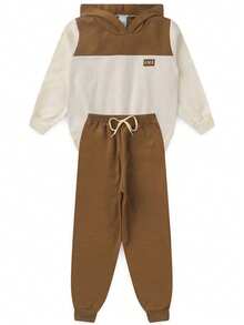 Boys' Winter Fleece Set With Hood, Pants And Jacket - Camel - View 11
