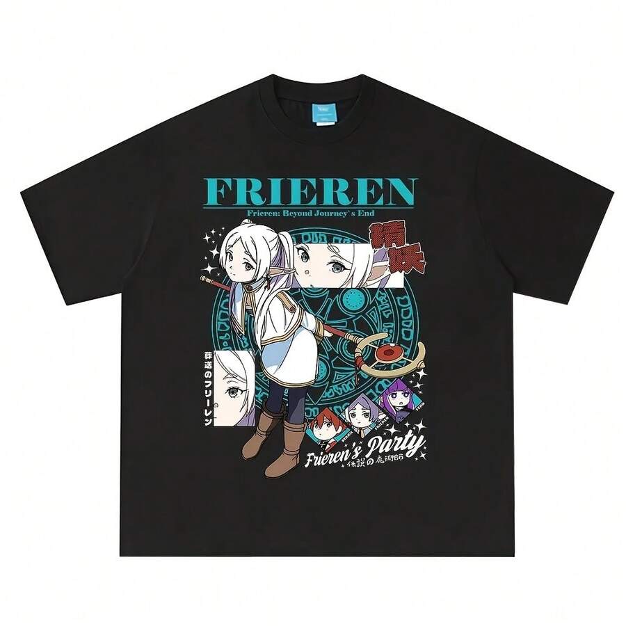 Frieren Anime T-Shirt - Beyond Journey's End Fern Frieren, Clothing For Men And Women, Harajuku Fashion, Summer Short Sleeve Cotton T-Shirts - 款式 - 查看 1