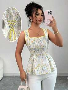 Blusa elegante sin mangas para mujer con diseño de tiras cruzadas en la espalda, talla estándar - Multicolor - Ver 1