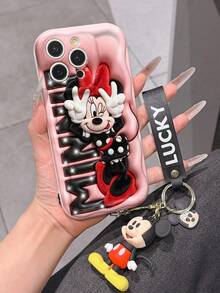 Disney Minnie Mouse Phone Case With Minnie Charm And Minnie Lanyard - Cute Minnie Protective Case With Peace Sign Pose And "MINNIE" Lettering Design, Equipped With Delicate Minnie Decorative Lanyard And Beaded Bracelet For Easy Carrying, Compatible With IPhone 17, 16, 15, 14, 13, 12, 11 Pro Series, Ideal For Birthdays, Holidays, Anniversaries, Graduation Gifts, Or Any Special Occasion To Surprise Family, Friends, Classmates, And Loved Ones. - 白色 - 查看 5