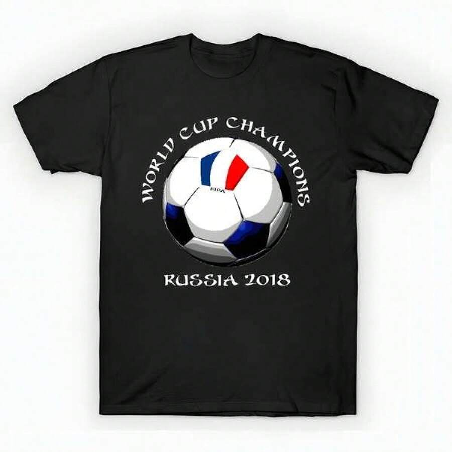 France World Cup Champions T-Shirt (1) unisex de la de algodón puro de alta densidad de 220 g. C-AmiS-eta uniS-ex 100 % aL-Godón de - Tejido de alta densidad. Apta para todo tipo de perS-onas, ya sean mujeres o hombres. Tejido duradero de alta C-Alidad apto para todas las estaciones, suave al tacto pero duradero. Tops transpirables. Conjuntos de otoño para mujer. Conjuntos de vaC-Aciones para mujer. Disfraz de Halloween para mujer. - Negro - Ver 1