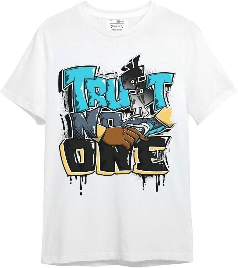 Dunkare Sneaker Match Graphic T-Shirt For Men And Women - Retro Gamma Blue 11s Streetwear | Unisex, Regular Fit, Vintage Style Y2K - 白色 - 別相信任何人滴水 - 查看 1