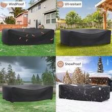 210D Oxford Fabric Outdoor Furniture Cover-Waterproof, Rainproof, Snowproof, Dustproof, Windproof, And UV-Resistant-Features Adjustable Drawstrings. Ideal For Patios, Balconies, Villa Backyards, And Gardens, And Fits Most Outdoor Table And Chair Sets - Silver - View 6