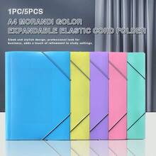 1pc/5pcs Optional A4 Size PP Elastic Band Folder, Solid Color Document Storage Folder, Durable Office Study Home Stationery - Single Piece - View 10