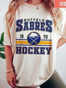 Camisetas Casuales Unisex Premium y Lindas, Camisetas Unisex Casuales y Lindas, Tela Premium, Camiseta de Hockey Buffalo Sabres, Camiseta para Fanáticos del Hockey Buffalo, Camiseta de Hockey (2), Camisetas Casuales de Manga Corta para Hombres y Mujeres - Blanco - Ver 1