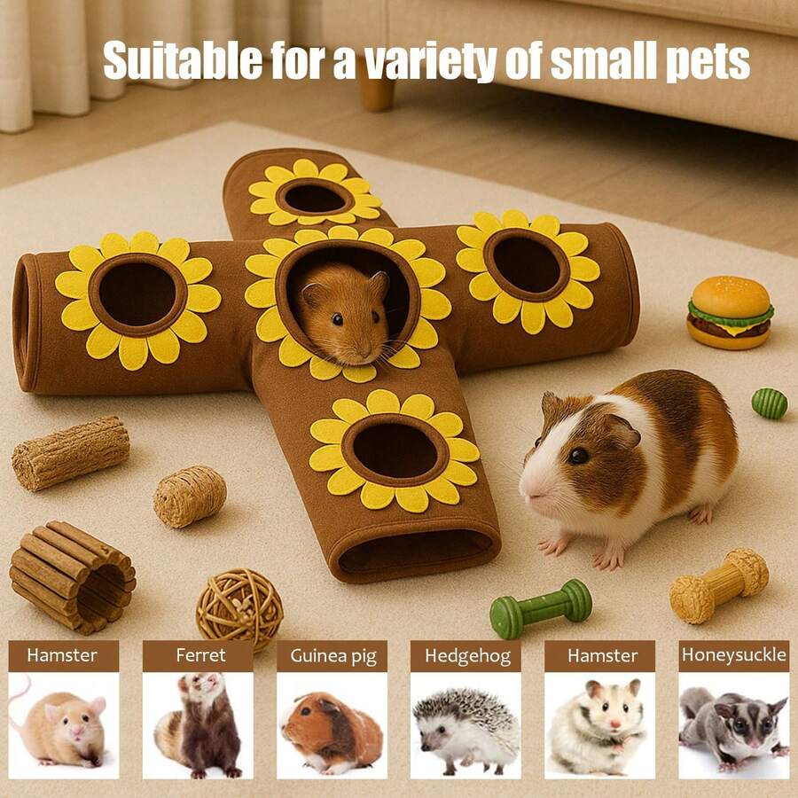 Đường hầm cho thú cưng, ống hang cho chuột hamster/nhím, tổ ngủ mở, đồ chơi dạng ống nhiều lỗ cho động vật nhỏ - Xem 1