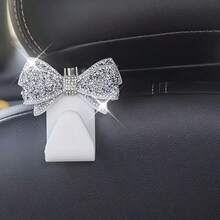 2pcs Rhinestone Bow-Knot Car Seat Back Hooks, Used For Handbags And Bags Storage, Convenient Hanger, Car Interior Decor Accessories - Rhinestone Bow - View 12
