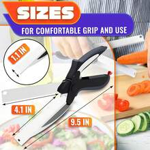 2 In 1 Kitchen Scissors For Food – Stainless Steel 9.5" Tomato Knife Chops Vegetables, Fruit, Cheese, Meat In Seconds | Dishwasher  Cutting Board Scissors With Safety Lock – Mess-Free Prep - Black - View 10