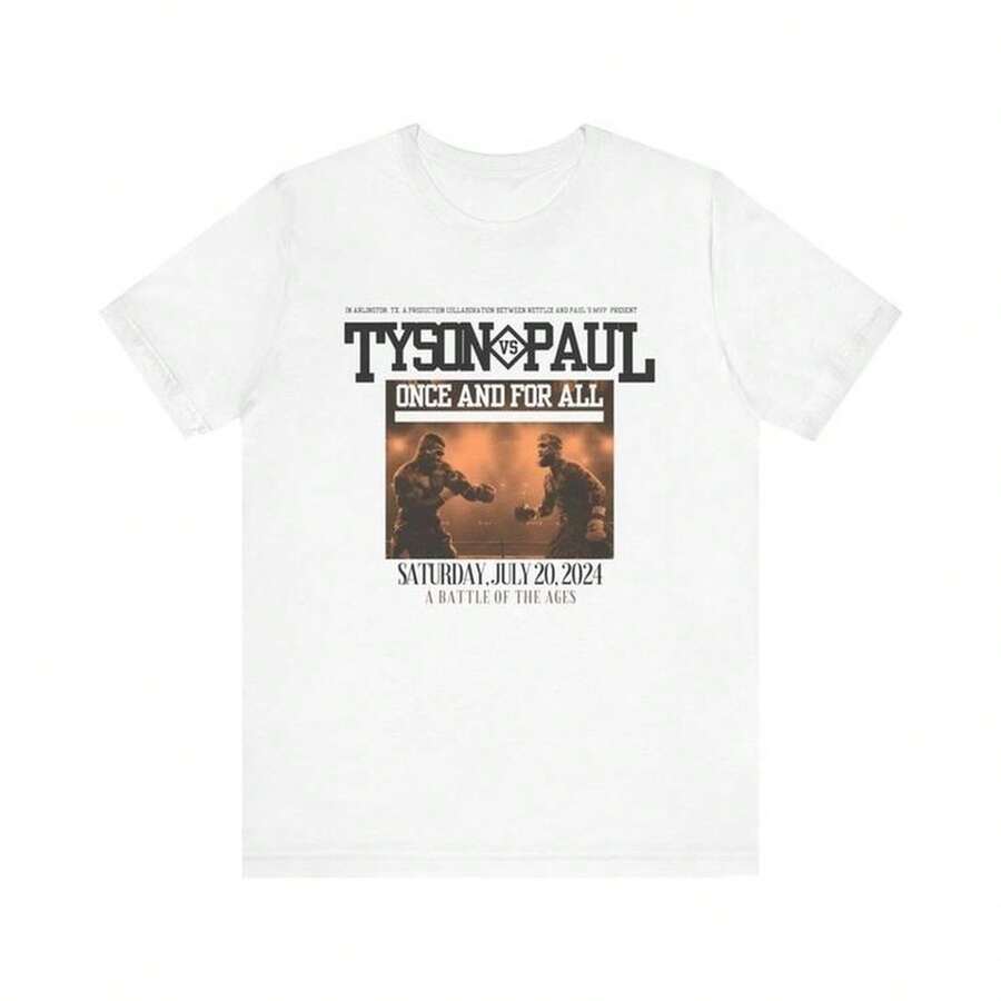 C1onanG1Designer Shirts Tyson Battle Of The Ages Unisex T-Shirt Gift For Fan Black/White Various Sizes 220G Essential Unisex Cotton T-Shirt, 220g Of Unique Softness. Designed To Fit All People, Men And Women Alike. Durable, High-Quality Fabric, Ready For Any Cut, Delicate To The Touch But Built To Withstand. Lightweight Tops For Women, Perfect For Fall Outfits, Vacation Wear, Or New Year's Costumes. - 白色 - 查看 1