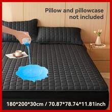 1Pc Waterproof Mattress Protector, Mattress Cover, Suitable For Bedroom/Guest Room/Hotel, Soft, Skin-Friendly, Breathable And Waterproof, Suitable For Machine Wash/Hand Wash, Does Not Include Pillow And Pillow Core - Black - View 7