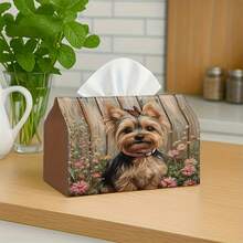 1pc Tissue Box With Plaid Lid - Shiba Inu In Floral Design, Durable Fabric Multipurpose Decorative Storage Box, Suitable For Kitchen, Living Room, Home And Car Tissue Dispenser, Compact And Stylish For Daily Use - Multicolor - View 7