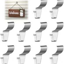 10pcs Stainless Steel No-Drill Damage-Free Side Clip Hanging Hooks, Suitable For Outdoor Hanging, Patio Decor, Front Porch Decor, Wreath Decor - Multicolor - View 1