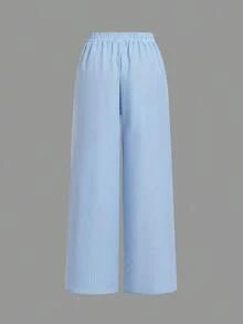 Set de 2 pantalones holgados de verano de mujer a rayas en color pastel tejidos - Multicolor 2 - Ver 8