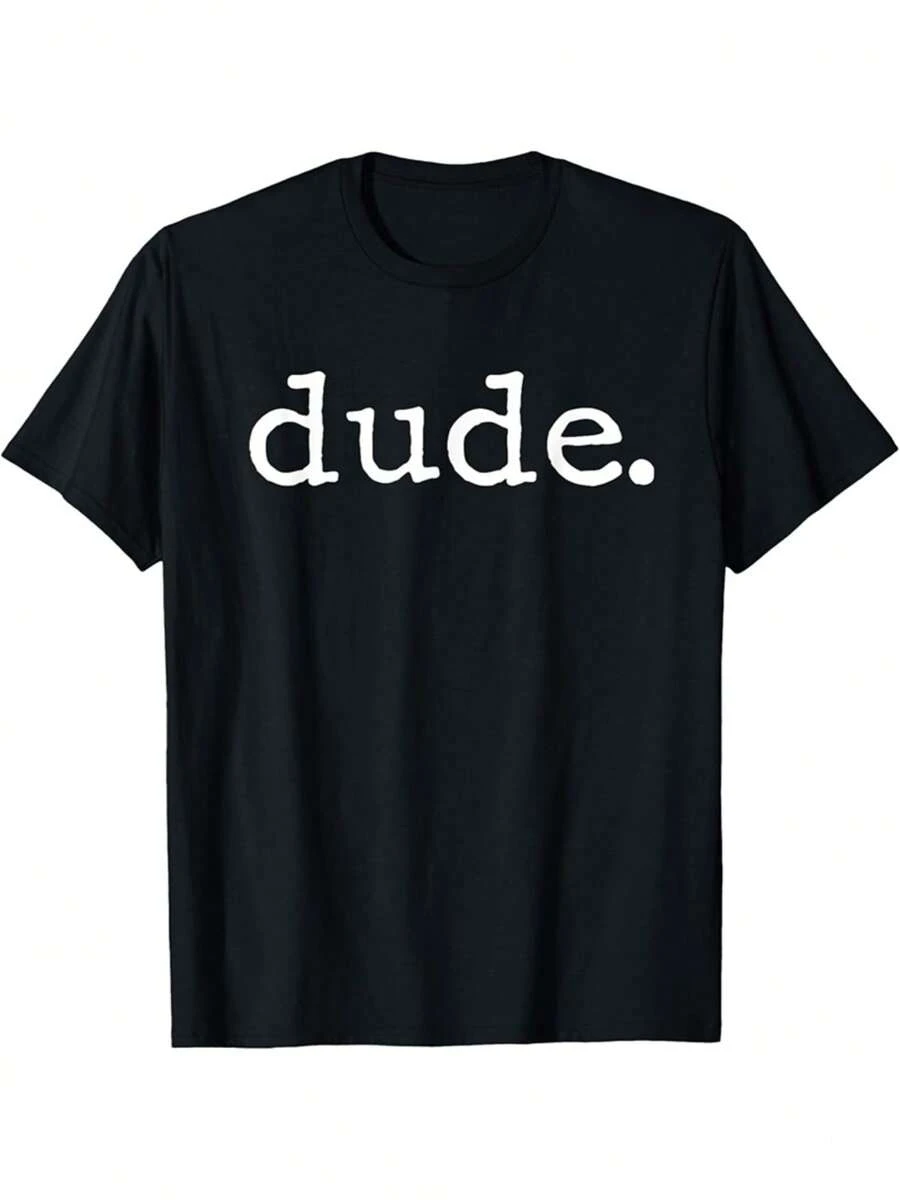 Camiseta de Mujer Talla Grande, 1 Unidad - Estampado Drtido de "Funny Dude", Cuello Redondo, Manga Corta, Tejido Pesado 180g, Lavable a Máquina, I para Halloween, Regalos de Navidad, Atuendos Casuales y de Cumpleaños