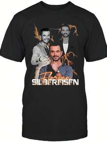 Unisex T-Shirt Made Of Pure Cotton, Men's And Women's - Florian Silbereisen Logo. Unisex, 100% Cotton. Soft, All-Season Casual Streetwear Essential, All-Match, All-Season Style, Affordable, Daily Wear And Perfect Gift For Fans And Friends, Summer T-Shirt, Summer Clothes For Women, Men's Summer Outfit, Women's Shirt, Creative Design, Outdoor Play, Cool Style, Fun Design, Great For Outdoor Play - Black - View 1