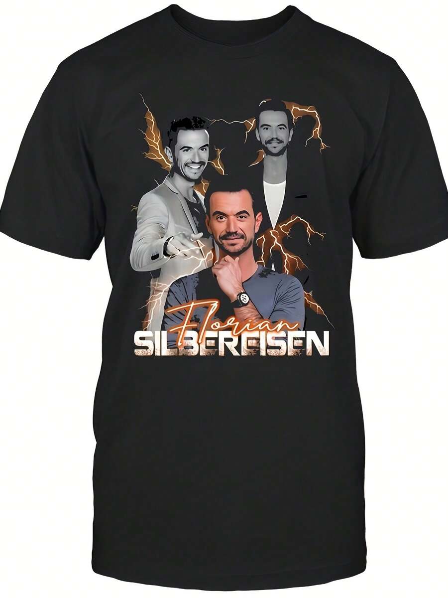 Unisex T-Shirt Made Of Pure Cotton, Men's And Women's - Florian Silbereisen Logo. Unisex, 100% Cotton. Soft, All-Season Casual Streetwear Essential, All-Match, All-Season Style, Affordable, Daily Wear And Perfect Gift For Fans And Friends, Summer T-Shirt, Summer Clothes For Women, Men's Summer Outfit, Women's Shirt, Creative Design, Outdoor Play, Cool Style, Fun Design, Great For Outdoor Play - Black - View 1