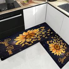 Customization Personalized Butterfly Sunflower Pattern Name Area Rug Door Mats Outdoor Carpet Comfortable Home Decor Mat  Rubber Bottom Suitable Shopping Centers Game Room Living Rooms Bedrooms Offices Camping Daily Festivals Wedding Rug - Multicolor - View 3