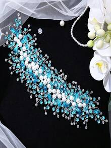 1 chiếc băng đô cài tóc sang trọng màu xanh hồ đính ngọc trai dành cho nữ, thích hợp cho các buổi dạ hội, cuộc thi sắc đẹp, lễ tốt nghiệp, dạ hội, phù dâu, chụp ảnh, các dịp công sở nhẹ nhàng. - cái hồ màu xanh - Xem 8