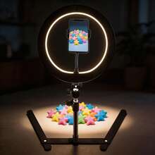 Borriig 10-Inch Dimmable Ring Light & Low Angle Shooting Tripod With Phone Holder, Suitable For Live Streaming And Photography - 10-inch Ring Light + Overhead Shooting Stand - View 2