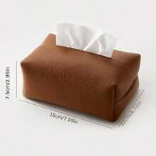 2pcs/1pc Luxury Faux Leather Lychee Texture Tissue Box, Rectangular Toilet Paper Storage Box, Minimalist Italian Home Decor Gift - Multicolor - View 7