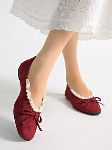 2025春夏新款欧美方头鞋，百搭柔软皮革女士乐福鞋 - 酒紅色 - 查看 7