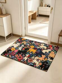 1pc Absorbent Dog Paw Print Doormat, Bathroom Mat, Bath Rug, Entryway Rug, Small Carpet, Rug, Mat, Home Decor, Area Rug, Outdoor Mat, Home Decor, Area Carpet, Bedroom Carpet, Washable Carpet - Multicolor - View 2