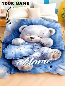 1 Stück anpassbare Text-Decke, Teddybär-Muster, personalisierte Decke, personalisierte Baby-Decke, Neugeborenen-Decke, geeignet für Muttertag, Geburtstag, Kindertag, Vatertag, Abschluss, Weihnachten, Halloween, geeignet für Zuhause Sofa, Bett, Auto, Schlafzimmer, Wohnzimmer, Sofa-Decke, Kinder-Decke - Verschiedenfarbig - Übersicht 15