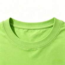 Men's Casual Summer Washed Cotton T-Shirt Old Row Outdoor Fish Print, Round Neck Short Sleeve Lightweight Knitted Fabric, Rib Details 100% Cotton - 純棉淺綠 - 查看 4