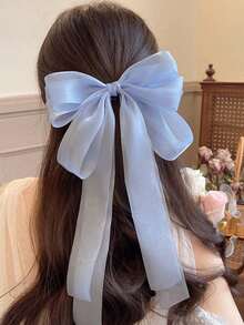 1pc Women's Oversized Satin Ribbon Bow Hair Clip, Fairy-Like Fashionable Elegant, Sweet Princess Hair Clip, Back Of Head High-End Hair Accessory, Spring Clip Hair Clip, Women's Summer Hair Accessory, Perfect For Vacation, Beach, Wedding, Party, Daily Wear - Multicolor - View 9