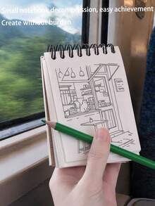 (Outline & Coloring) Mini Portable Spiral Coloring Book, DIY Colored Pencil Sketchbook, Adult Stress Relief Sketch Pad, Doodle Coloring Drawing Book With Outline - 1 Set - View 6