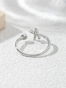 Elegant & Delicate Silver Letter A-Z Rings, Luxury Gift For Girlfriend, Party, Adjustable - Silver - View 6