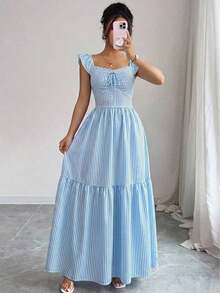 Women's Casual Summer Dress With Polka Dot Print, Bohemian Style, Loose Fit, Mid-Length, For Beach Vacation - 磨砂黑 - 查看 3