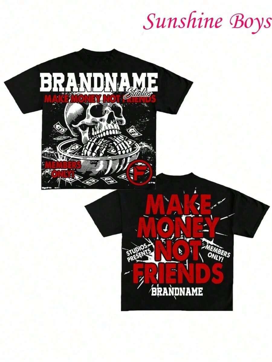 [180g Algodón Puro] Camiseta de Hombre con Estampado a Doble Cara 'King Promised To Give That Guy That Night', Camiseta de Algodón Blanca, Camisetas Gráficas Divertidas, Camisetas Gráficas, Ropa Urbana de Moda, Estilo Y2k, Adecuada para el Regreso a Clases. Regalos Adecuados Para Amigos Y Familiares - Negro 2 - Ver 1