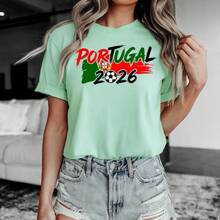 Camiseta de fútbol de algodón con cuello redondo, top unisex de moda para la Copa del Mundo, ropa de gaming popular para mujeres. - Blanco - Ver 11