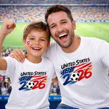 100% Cotton World Cup Football Shirt With Round Neck, Plus Size, USA,  Men's Top, Popular And Comfortable For Men, Best Seller For Women. - 黑色 - 查看 12