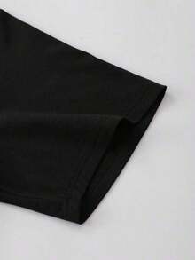 ROMWE MEN Street Life Primavera/Verano, Camiseta Casual de Manga Corta para Hombre con Estampado Gráfico Vintage de Silueta Urbana, Estilo Años 2000 - Negro - Ver 6
