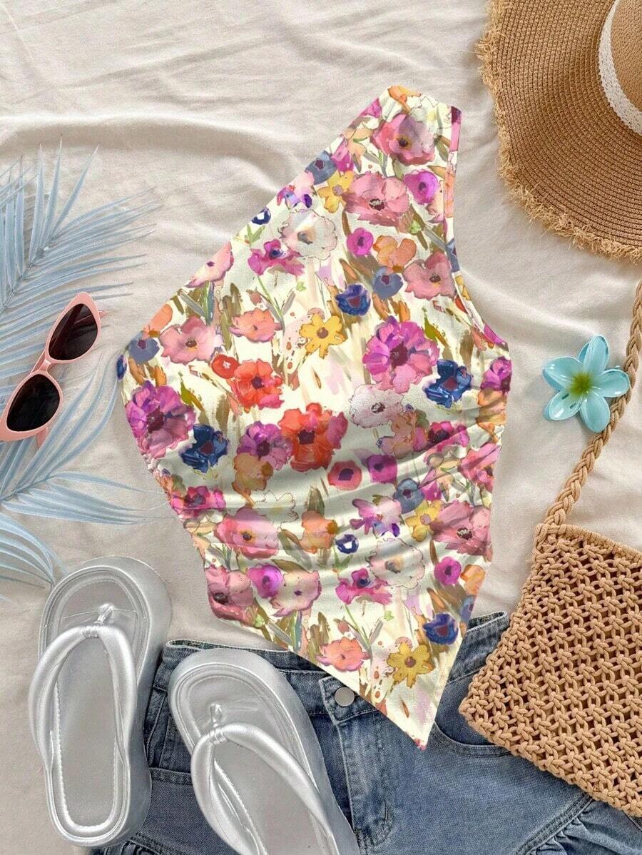 Blusa casual con estampado floral, adecuada para primavera/verano - Multicolor 4 - Ver 1