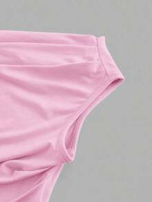 Set de 2 blusas de hombros descubiertos con volantes en unicolor negro y rosa, nuevas para el verano, versátiles y combinables para mujer - Multicolor 4 - Ver 3