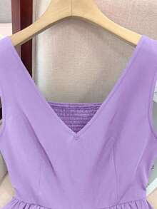 Camiseta sin mangas ajustada para mujer, adecuada para el trabajo, el viaje, las fiestas, la graduación y el uso diario - Púrpura malva - Ver 3