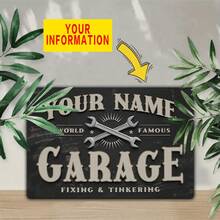 1pc Customized Aluminum Garage Sign, Personalized Metal Plaque With Name, Renowned Repair Shop Logo, Size 20.32X30.48cm, No Electricity Needed, Ideal For Home Decor, Great Gift For DIY Enthusiasts - Multicolor - View 5