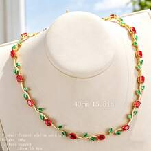 1pc Multi-Color Zirconia Leaf Necklace, Luxury Niche Choker Necklace, Suitable For Daily Wear, Party, Banquet - Necklace - View 8